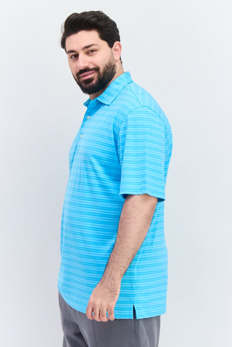 Greg Norman Men Regular Fit Striped Short Sleeves Polo Shirt, Blue - Image 4