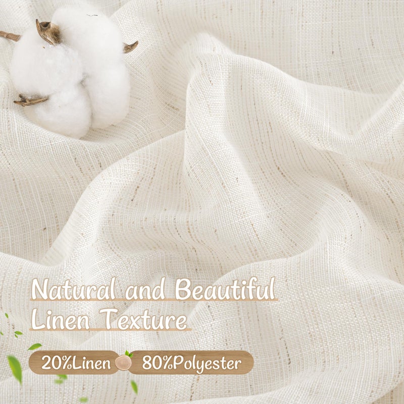 LAMIT Natural Linen Semi Sheer Curtains 84 Inches Long 2 Panels, Living Room Linen Textured Light Filtering Drapes Back Tab and Rod Pocket Neutral Window Panels for Bedroom/Sliding Door, 52 x 84 Inch - Image 4