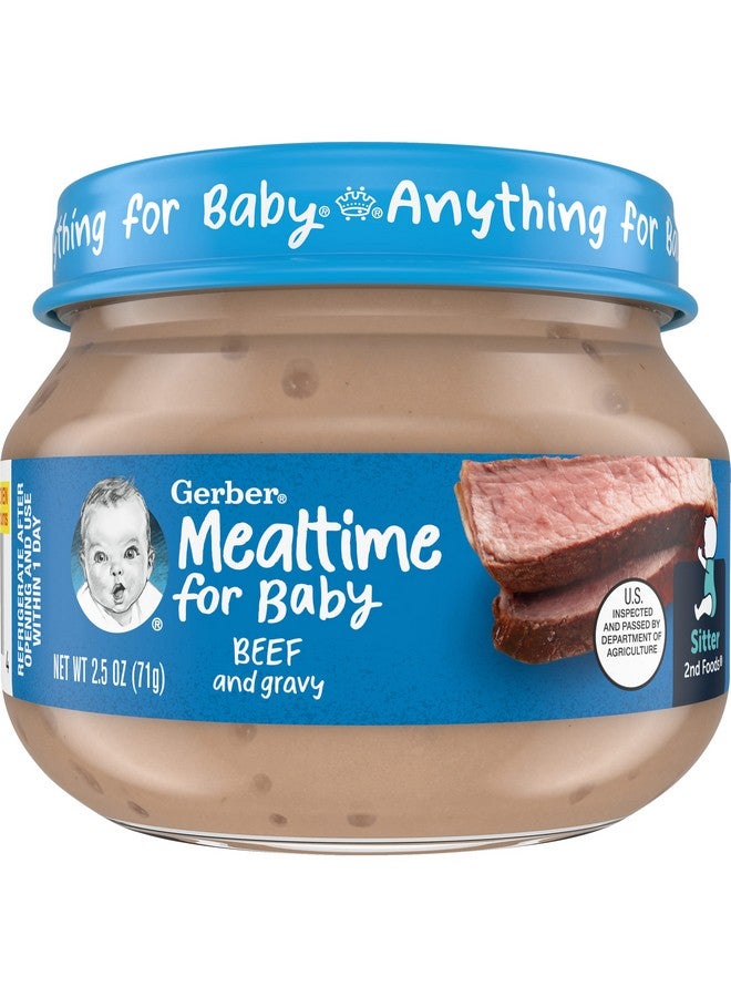 Gerber جيربر وجبة للرضع طعام الأطفال 2 الأطعمة طعام الأطفال في جرة، طعام أطفال مهروس غير معدل وراثيًا مع العناصر الغذائية الأساسية (لحم بقر) 2.5 أونصة (عبوة من 20) - Image 2