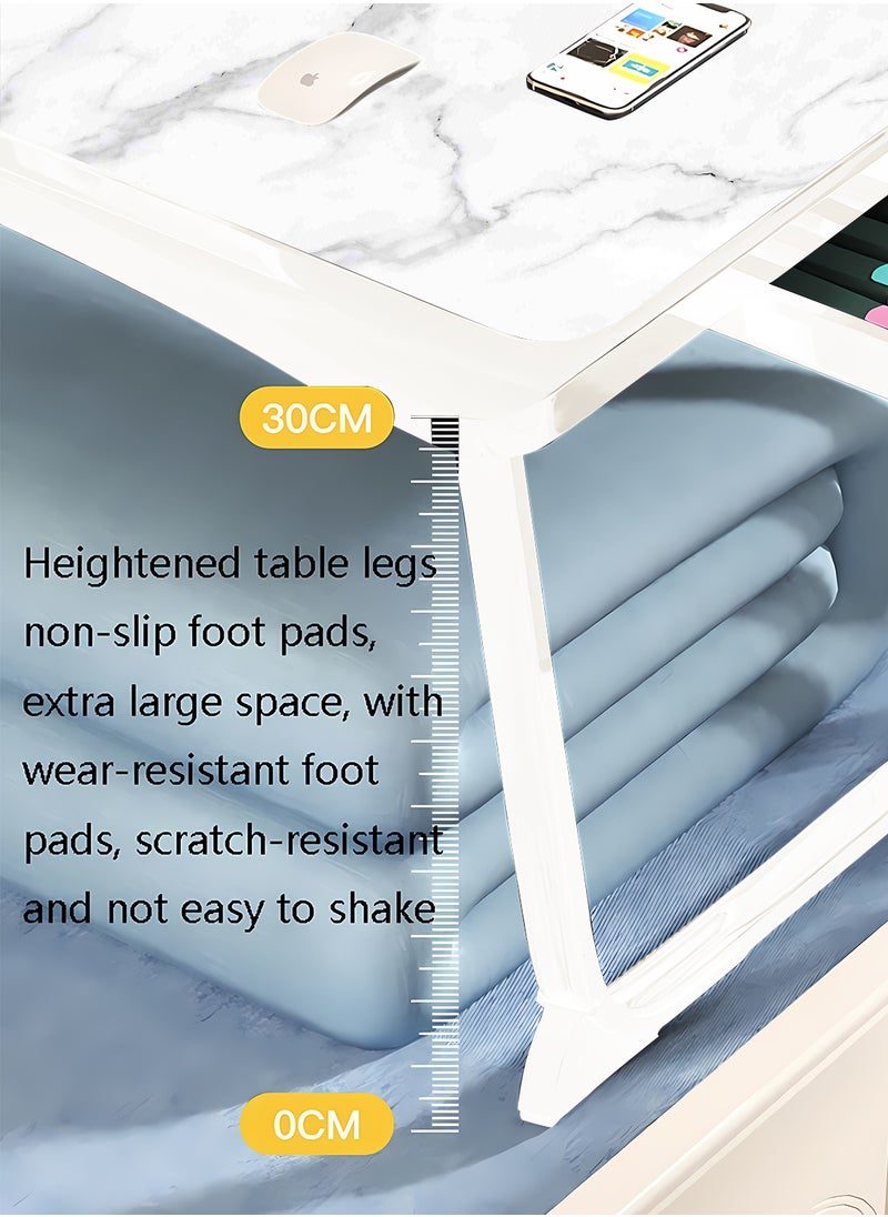 Kidle - Laptop Bed Tray Table, Adjustable Laptop Stand with Removable Stopper, Portable Lap Desks with Foldable Legs, Notebook Stand Breakfast Reading Desk for Sofa Couch One+ Silicone Reinforced Table Legs + Drawer - Image 1