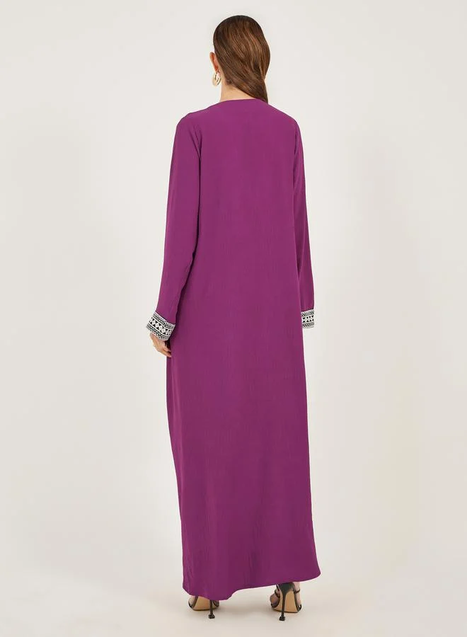 Styli Embroidered Gathered A-Line Jalabiya