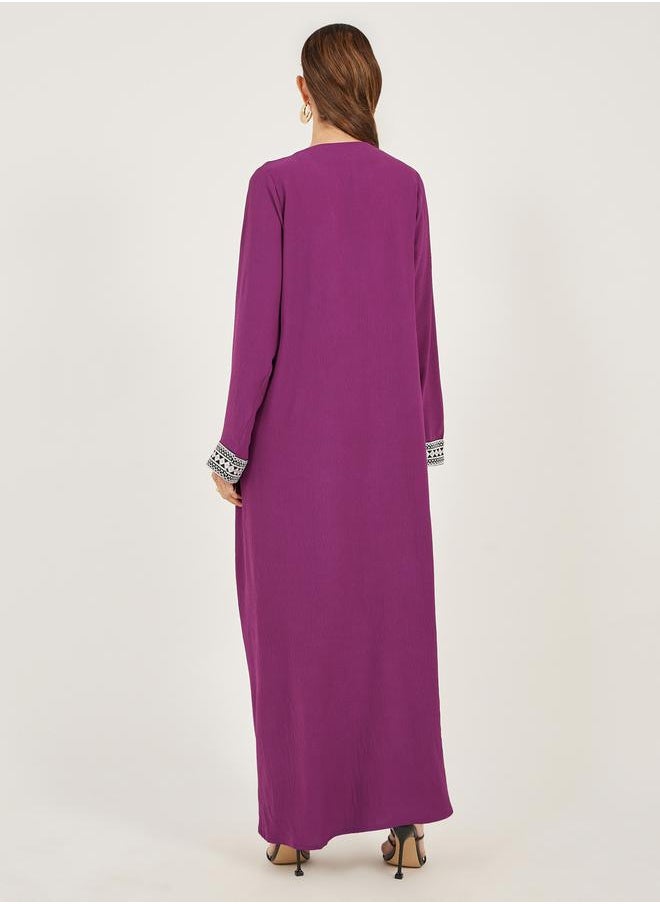 Styli - Embroidered Gathered A-Line Jalabiya - Image 1