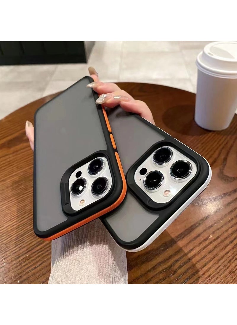 A back cover with a matte texture a delicate colored frame shock protection and protection for the camera from breakage For Iphone 12 (Orange)