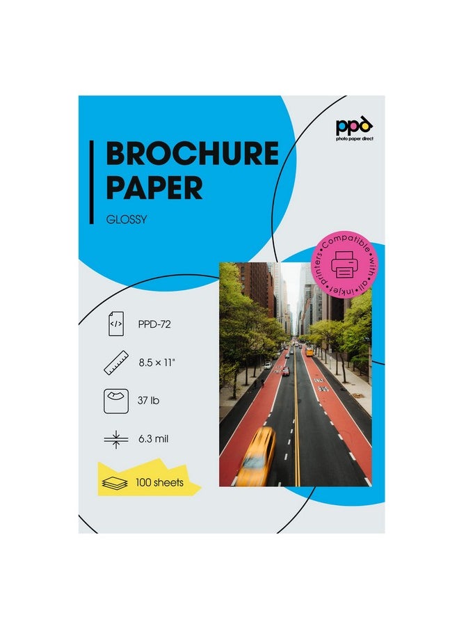 ppd 100 Sheets Inkjet Glossy Brochure And Flyer Paper 8.5X11 37Lbs 140Gsm Professional Quality Double Sided Instant Dry And Water-Resistant (Ppd-72-100)  - Image 1