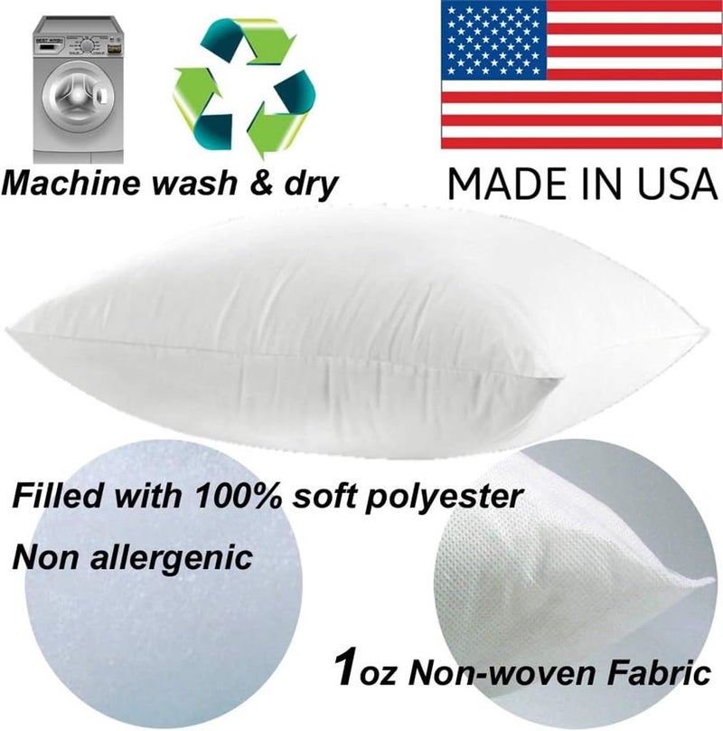 MSD 2 Pack Pillow Insert 28x28 Hypoallergenic Square Form Sham Stuffer Standard White Polyester Decorative Euro Throw Pillow Inserts for Sofa Bed - Made in USA (Set of 2) - Machine Washable and Dry - Image 4