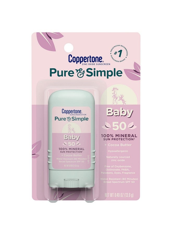 Coppertone Pure And Simple Baby Spf 50 Sunscreen Stick, Zinc Oxide Mineral Sunscreen, Baby Sunscreen Stick, Face Sunscreen, 0.49 Oz - Image 1
