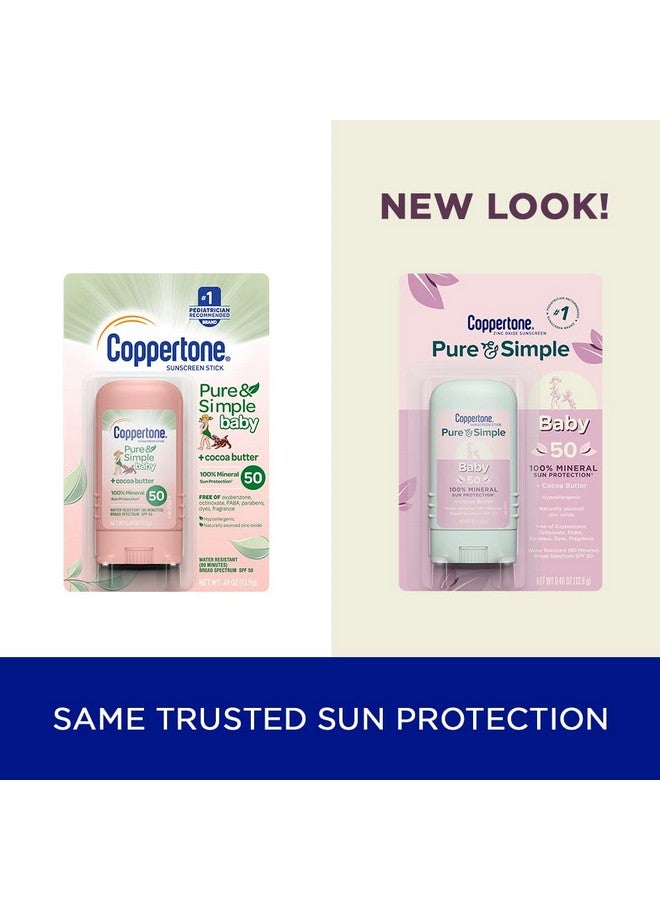 Coppertone Pure And Simple Baby Spf 50 Sunscreen Stick, Zinc Oxide Mineral Sunscreen, Baby Sunscreen Stick, Face Sunscreen, 0.49 Oz - Image 2
