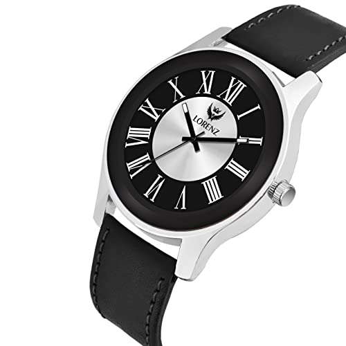 LORENZ Combo Of Two Tone Dial Analog Couple Watch, Black Leather For Men & Women's | Am-11A - Image 3