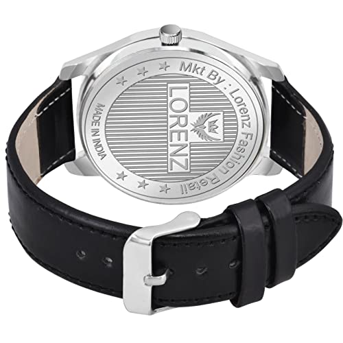 LORENZ Combo Of Two Tone Dial Analog Couple Watch, Black Leather For Men & Women's | Am-11A - Image 5