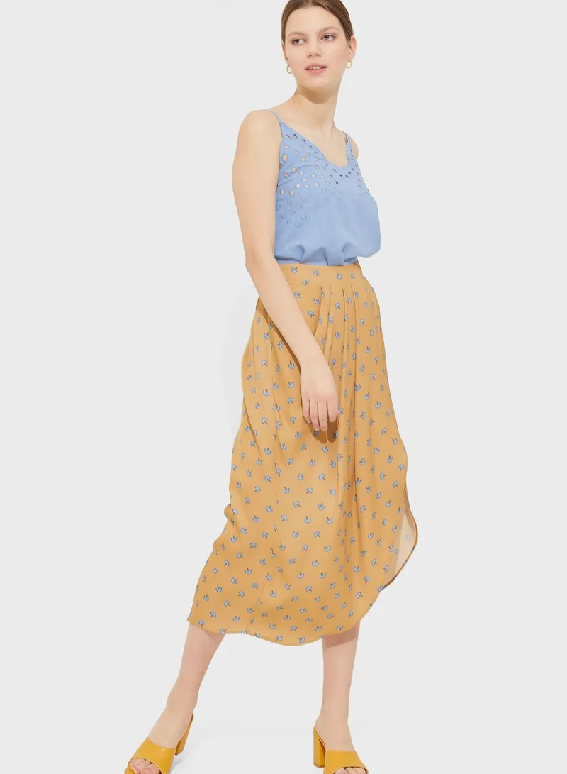 اي دي ال تنورة مطبعة بخصر مطاطي