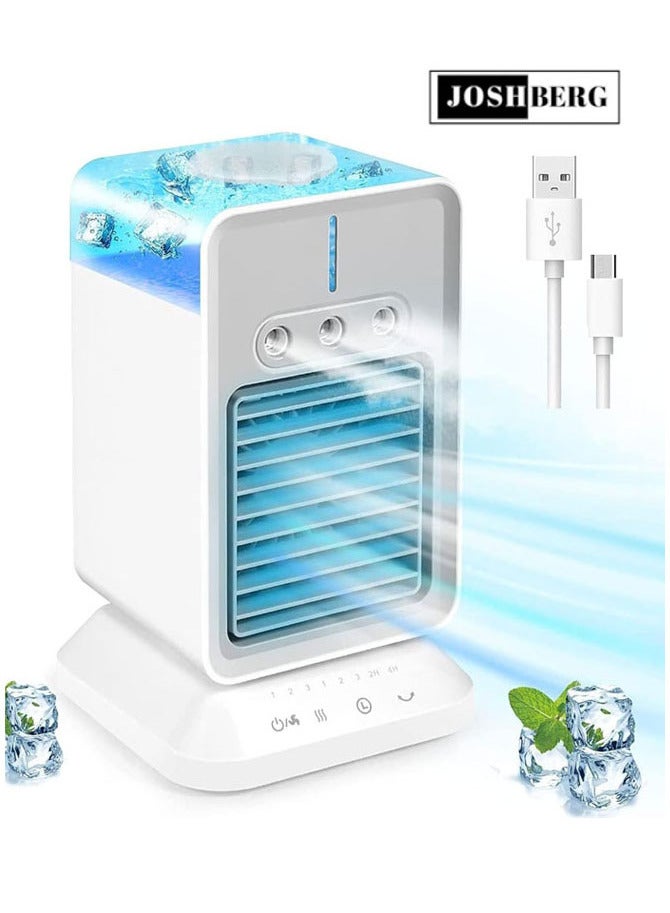 Joshberg Portable Air Conditioner Cooling Fan, Rechargeable Air Conditioner, Evaporative Mini Air Conditioner, 3 Mist Mode & 3 Win Speeds & 2-4H Timer, Personal Air Cooler with Humidifier for Bedroom Office, White - Image 1