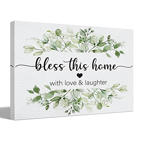 BIWSHA Christian Home Decor, Religious Entryway Family Wall Decor, Decorations For Living Room Home House，God Bless This Home Signs, Blessed Canvas Wall Art 11x14 Inches - Image 1