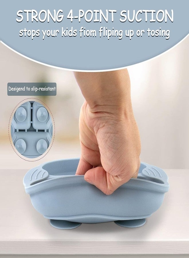 OLWICK® Silicone Suction Plates for Toddler & Baby | Unbreakable Feeding Dish | Divided & Non-Slip Design | Microwave & Dishwasher Safe, Pack of 1, Blue - Image 3