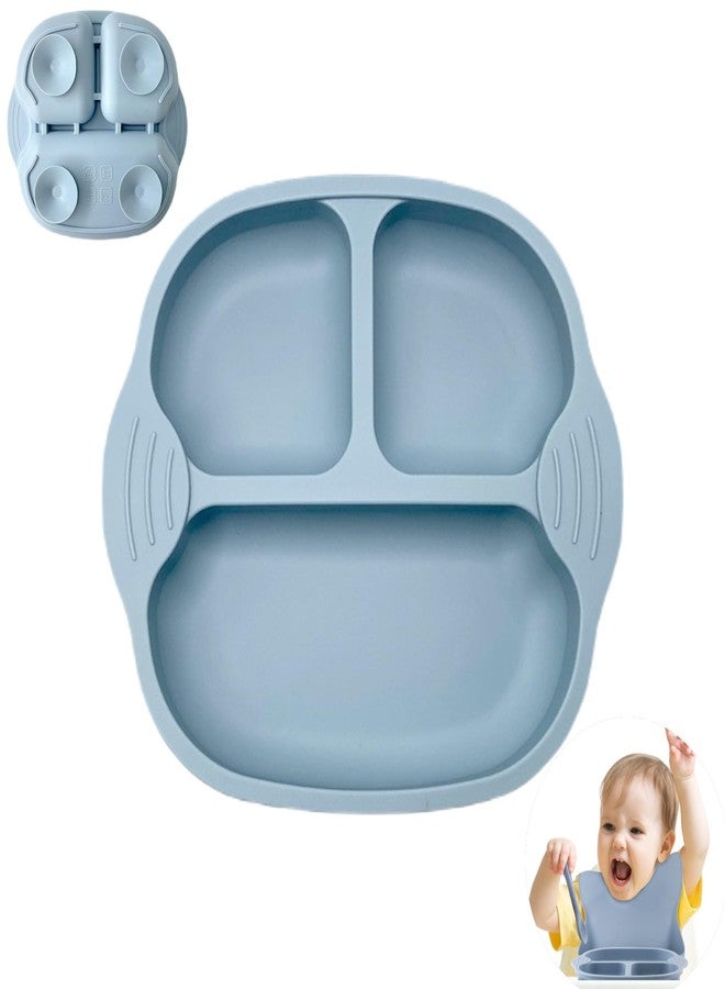 OLWICK® Silicone Suction Plates for Toddler & Baby | Unbreakable Feeding Dish | Divided & Non-Slip Design | Microwave & Dishwasher Safe, Pack of 1, Blue - Image 1
