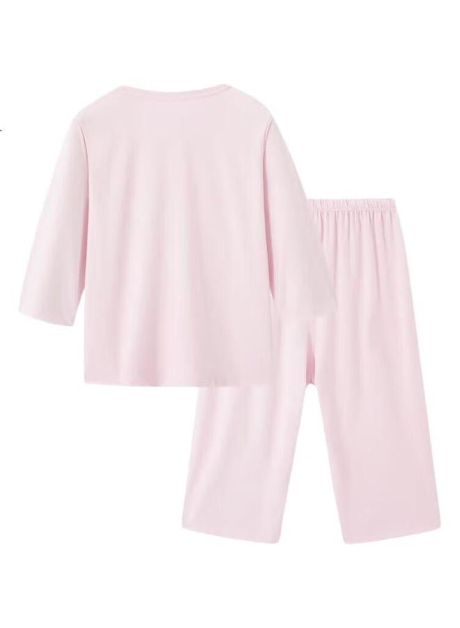 THREEGUN Sanqiang Children'S Clothing, Cool Modal Children'S Short-Sleeve And Shorts Loungewear Set For Boys And Girls, Light Pink, Size 110 - Image 1
