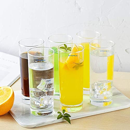 SYANKA Italian Premium Juice Glasses Set of 6 Transparent, 300ml, Water Glasses Crystal and Stylish Highball Drinking Glasses for Juice, Water and Cocktails - Image 4