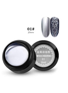 Rotekt Nail Painted Gel Silver Metallic Gel Silver Chrome Nail Art Uv Varnish Lacquer Gel Liner Nail Polish Drawing Nail Gel Glossy Diy Nail Art Manicure (01)  - Image 5