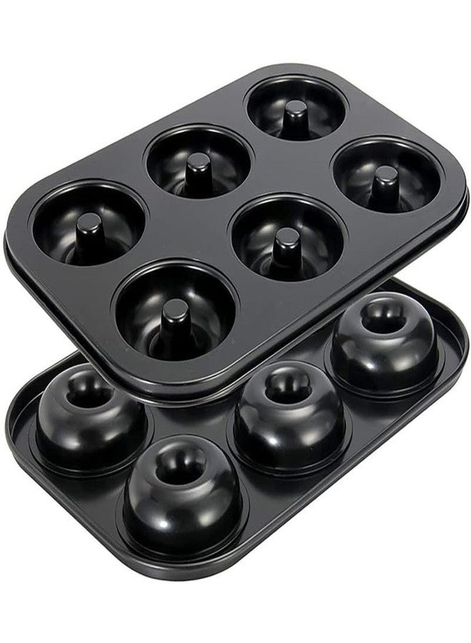 XilaMagic Carbon Steel Donut Baking Pan, 6-Cavity Non-Stick Mould, 25 cm, Black - Image 1