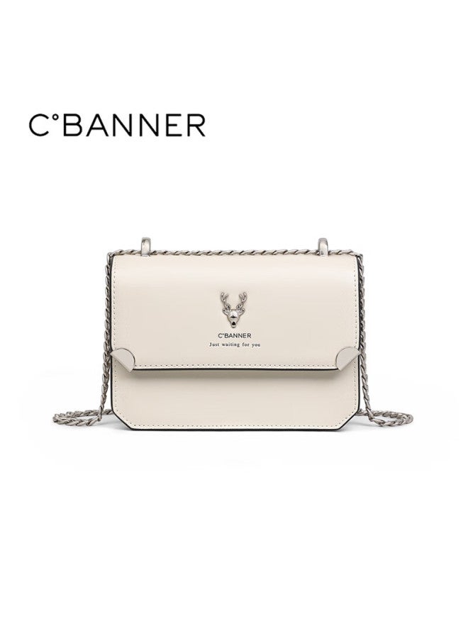 C.banner Leather Handbag, Women's Chain Small Square Bag, Shoulder Crossbody Phone Bag, Birthday And New Year Gift For Girlfriend - Image 1