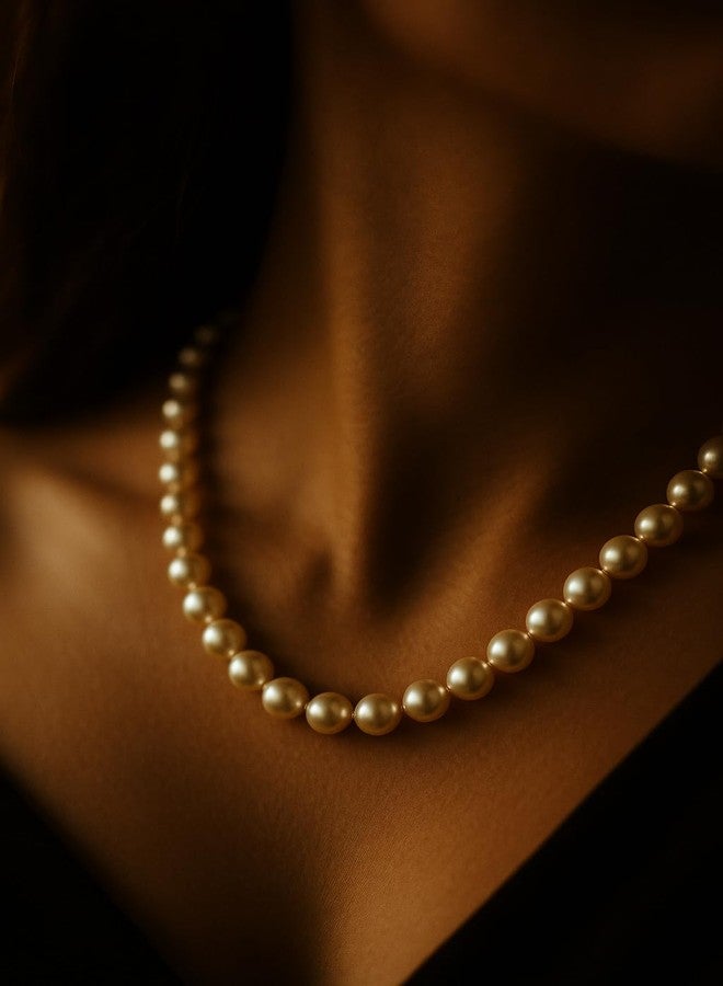 Cart Log طقم عقد وأقراط من اللؤلؤ الأبيض الكلاسيكي للنساء من كارت لوغ | عقد تشوكر كلاسيكي دائري من اللؤلؤ الصناعي | عقد تشوكر من اللؤلؤ للفتيات والسيدات | مجوهرات للعرائس والحفلات والارتداء اليومي - Image 5