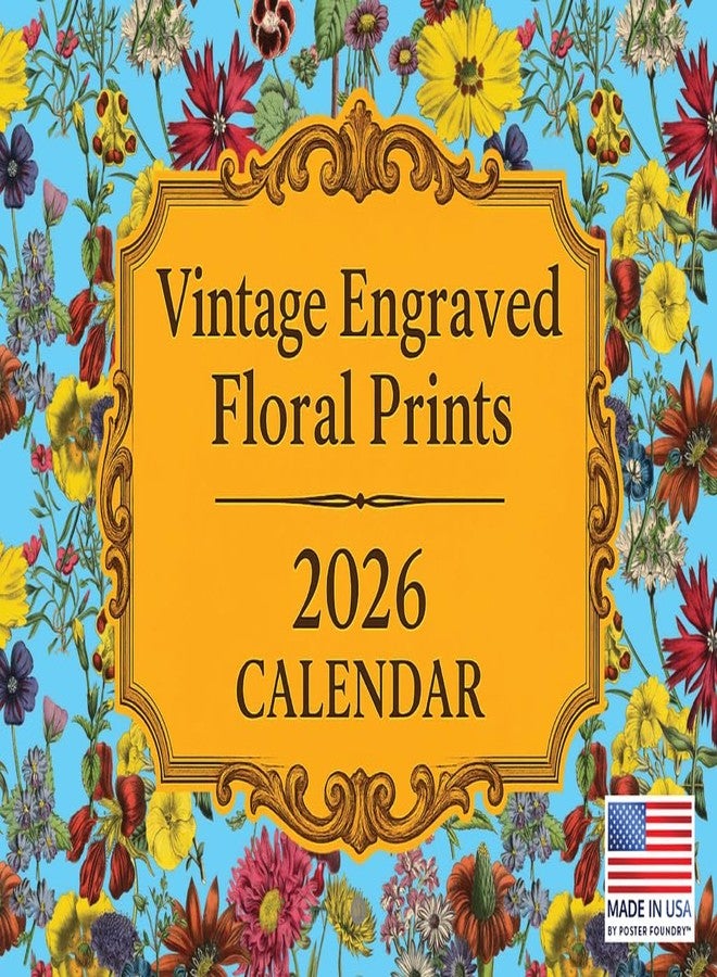 Poster Foundry تقويم شهري جداري عتيق محفور عليه رسومات زهور نباتية لعام 2026 - Image 1