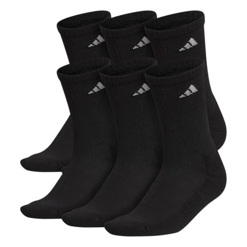 adidas Women's Athletic Cushioned Crew Socks with Arch Support, 6-Pack, Durable, Moisture-Wicking, Black/Aluminum 2, Medium - Image 1