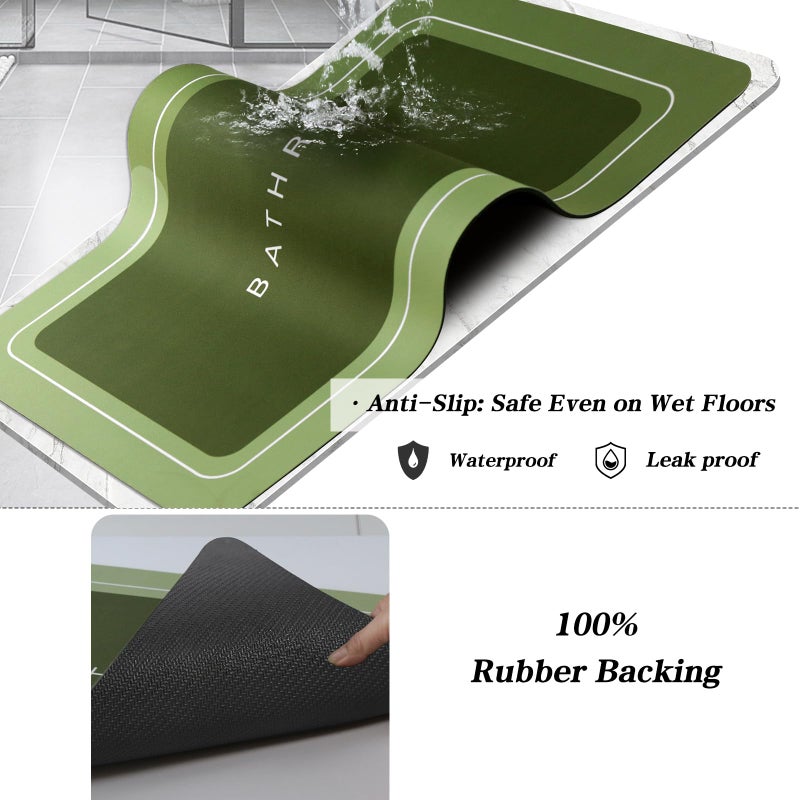 DEPARNIT حمام حصيرة السجاد حصيرة السجاد فائقة امتصاص الحصير non slip quick جاف الجافة الحصير رقيقة رقيقة لأرضية الحمام تناسب السجادة دش الباب لحوض الاستحمام الأخضر - Image 3