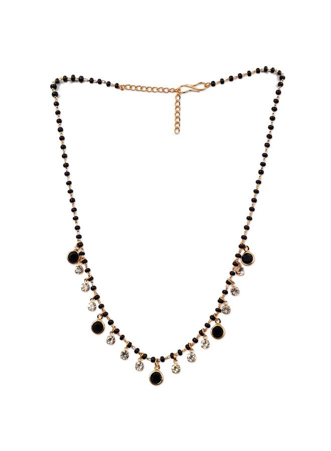 JHB Black Stone Black Bead Chain Short Mangalsutra Tanmaniya Necklaces For Women - Image 1