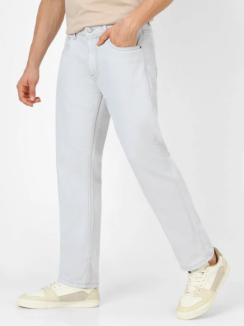 Urbano Fashion  Urbano Fashion Men's Whitish Grey Regular Fit Washed Jeans Stretchable  | Best Price UAE