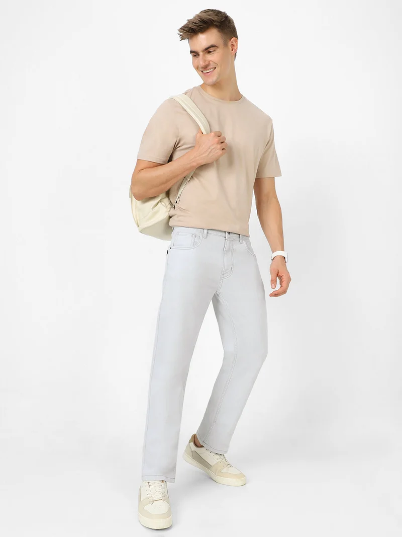 Urbano Fashion  Urbano Fashion Men's Whitish Grey Regular Fit Washed Jeans Stretchable  | Best Price UAE