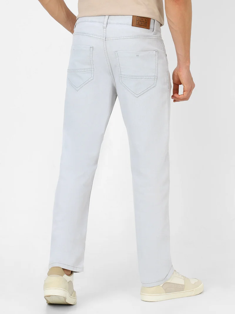 Urbano Fashion  Urbano Fashion Men's Whitish Grey Regular Fit Washed Jeans Stretchable  | Best Price UAE