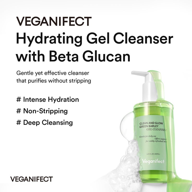 VEGANIFECT Hydrating Gel Face Wash, Citric Acid + LHA + Glycerin + Beta Glucan, Gentle Cleanser, Oil Free, Sensitive Skin, Dehydrated Skin, Korean Skin Care, Big Size (205ml/6.93 fl oz) - Image 3