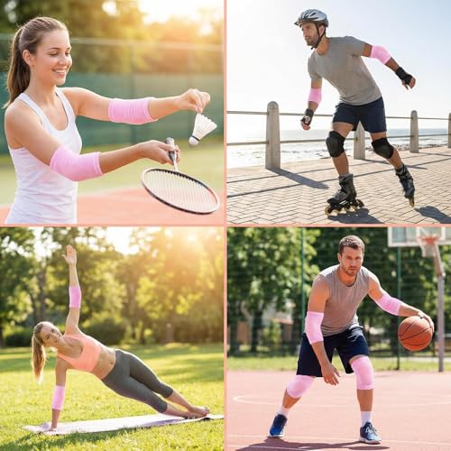 Elandy 1 Pair Womens Pink Gel Elbow Sleeves Breathable Elastic Elbow Support Guard with Gel Pad Golf Tennis Elbow Brace Protection Cover for Dry Moisturizing Softening - Image 5