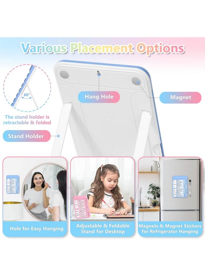 Audab 2Pcs Dry Erase Chore Chart For Kids, Magnetic Checklist Board, My Chores Slider Chart To Do List Board, Routine Chart Schedule Board Task Tracker For Home Refrigerator, Wall, Desk (Blue & Pink) - Image 2