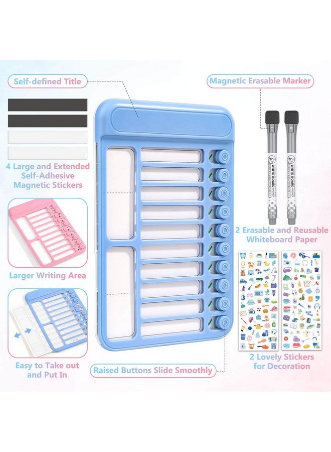 Audab 2Pcs Dry Erase Chore Chart For Kids, Magnetic Checklist Board, My Chores Slider Chart To Do List Board, Routine Chart Schedule Board Task Tracker For Home Refrigerator, Wall, Desk (Blue & Pink) - Image 3