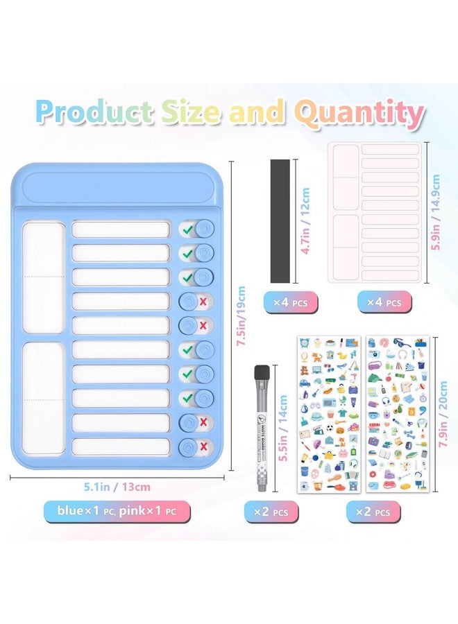 Audab 2Pcs Dry Erase Chore Chart For Kids, Magnetic Checklist Board, My Chores Slider Chart To Do List Board, Routine Chart Schedule Board Task Tracker For Home Refrigerator, Wall, Desk (Blue & Pink) - Image 4