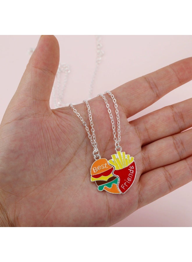 Goolsky طقم قلادة أفضل صديق – قلادات برغر وبطاطس مقلية متطابقة، هدية مجوهرات ممتعة للأصدقاء المقربين - Image 3