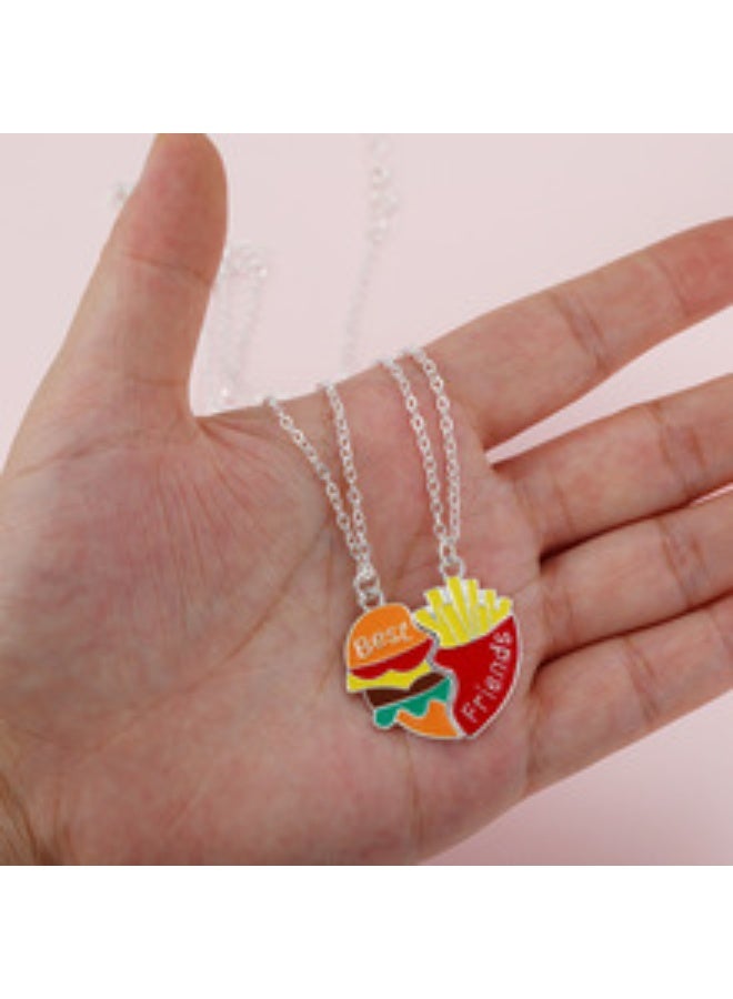Goolsky طقم قلادة أفضل صديق – قلادات برغر وبطاطس مقلية متطابقة، هدية مجوهرات ممتعة للأصدقاء المقربين - Image 4