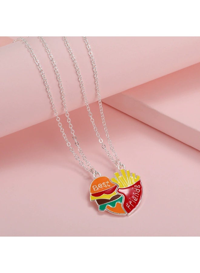 Goolsky طقم قلادة أفضل صديق – قلادات برغر وبطاطس مقلية متطابقة، هدية مجوهرات ممتعة للأصدقاء المقربين - Image 5