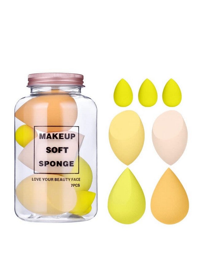 MACPLUS Makeup Sponge Set Beauty Blender With Egg Case Soft Sponge For Liquid Foundation Creams And Powders Latex Free Wet And Dry Makeup (Multicolor 4 Big + 3 Mini 7 Pcs Set) - Image 2