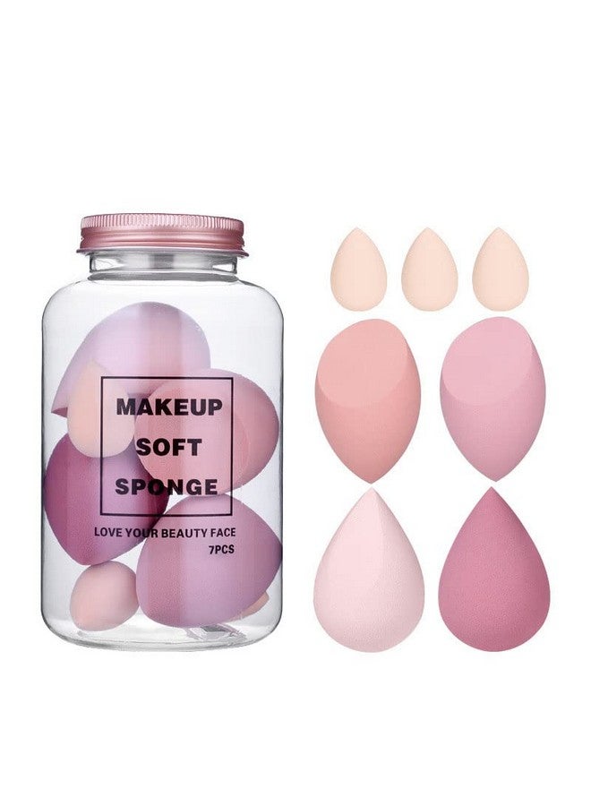 MACPLUS Makeup Sponge Set Beauty Blender With Egg Case Soft Sponge For Liquid Foundation Creams And Powders Latex Free Wet And Dry Makeup (Multicolor 4 Big + 3 Mini 7 Pcs Set) - Image 3