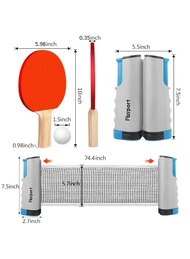 Aideli Ping Pong Paddle Set with Retractable Net, Portable Table Tennis Set with 2 Rackets, 6 Balls and Carry Bag for Children & Adults, Indoor Outdoor Games - Image 3
