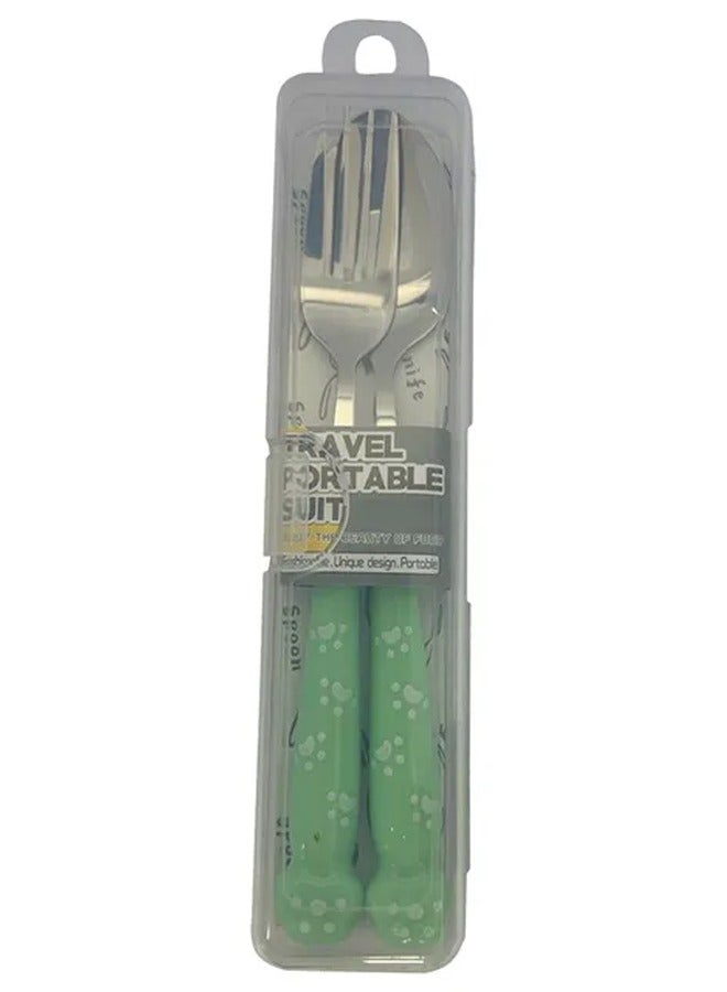 Brain Giggles Brain Giggles Kids Cutlery Set with Case Stainless Steel Cutlery with Rounded Edges Portable Travel Utensils Set for Kids -Green  - Image 3