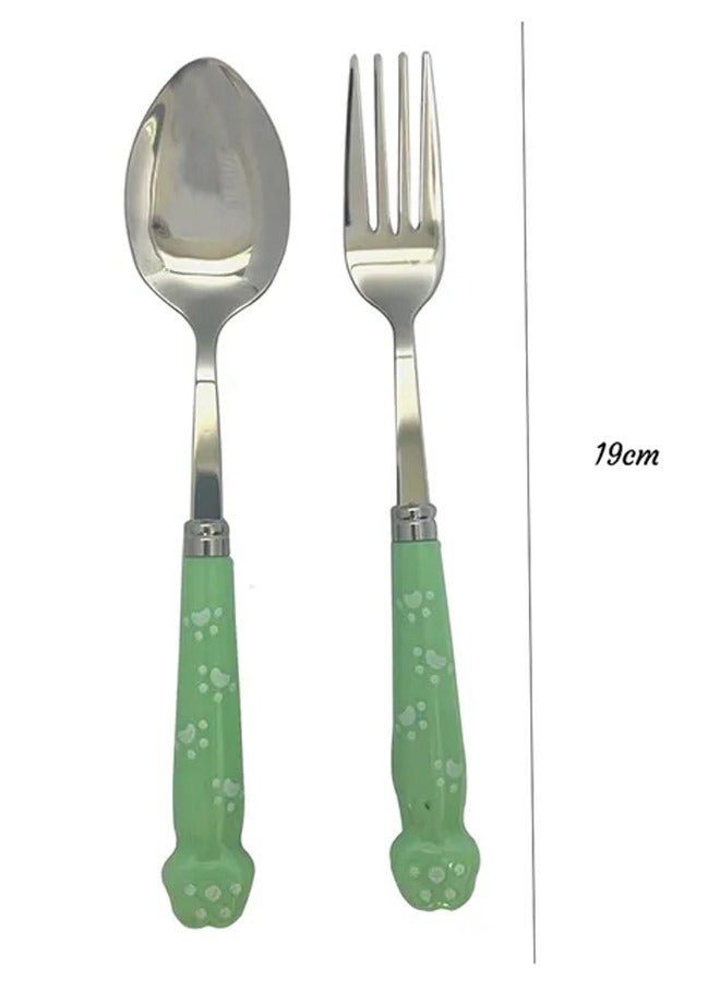 Brain Giggles Brain Giggles Kids Cutlery Set with Case Stainless Steel Cutlery with Rounded Edges Portable Travel Utensils Set for Kids -Green  - Image 2
