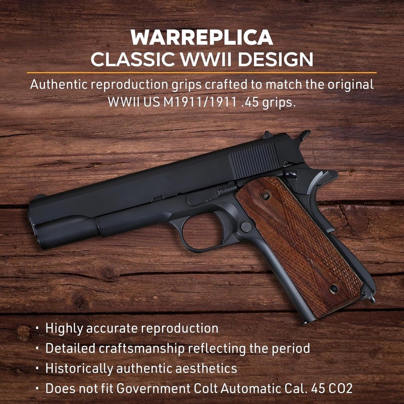 warreplica WWII US M1911 / 1911 .45 Wooden Grips - Reproduction - Image 4