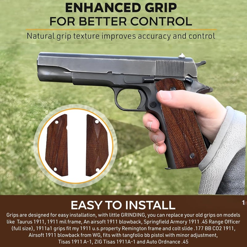 warreplica WWII US M1911 / 1911 .45 Wooden Grips - Reproduction - Image 5