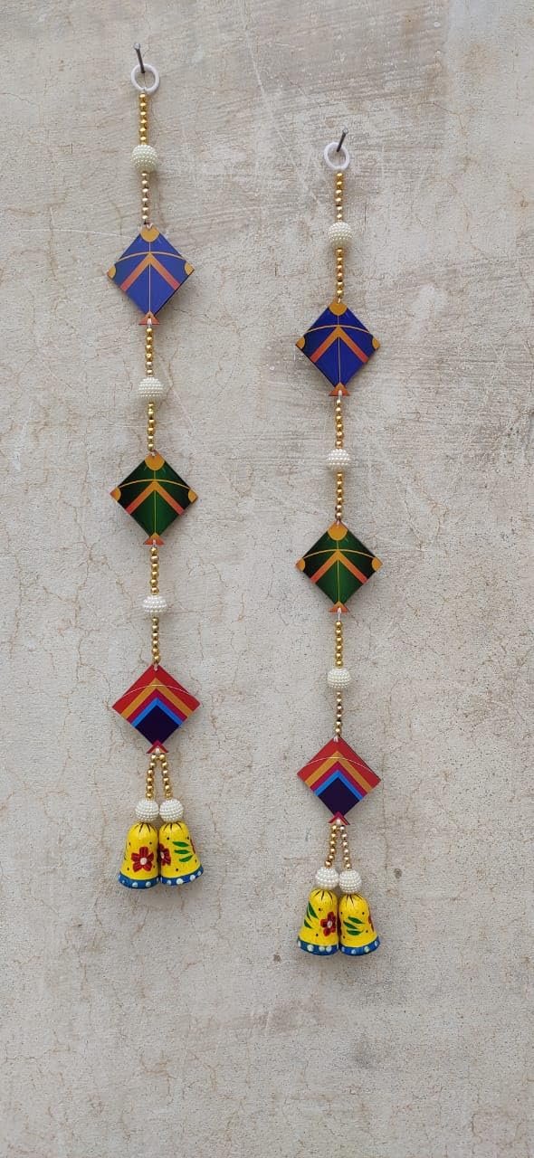 SP SELLPLUS Sellplus Lohri Makar Sankranti Items 2 Pc Kite HangingToran for Wall HangingPooja Room Lohri Makar Sankranti Decoration Items for Home Decor Traditional Decoration Items - Image 1