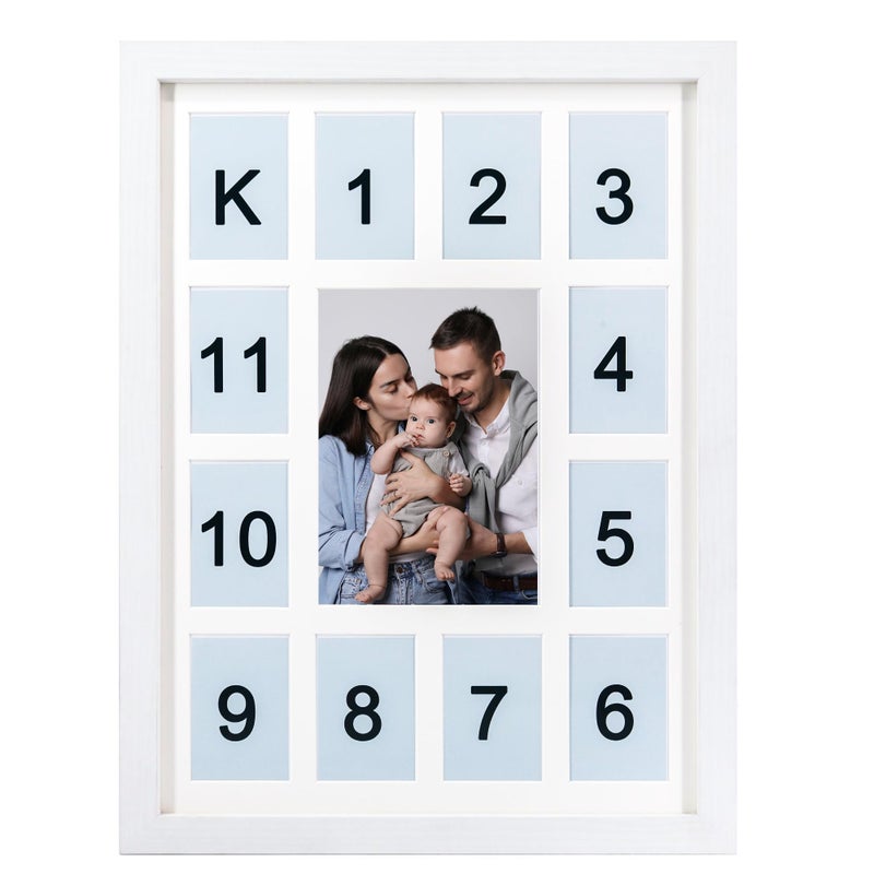 Hodeframe 12 month photo frame,my first year photo board,K-12 Collage Photo Frame for Baby First Year Keepsake, 12x16 Multi Picture Frame-13 Opening,Great for Children's Photos, Portrait - Image 2