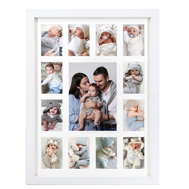 Hodeframe 12 month photo frame,my first year photo board,K-12 Collage Photo Frame for Baby First Year Keepsake, 12x16 Multi Picture Frame-13 Opening,Great for Children's Photos, Portrait - Image 1