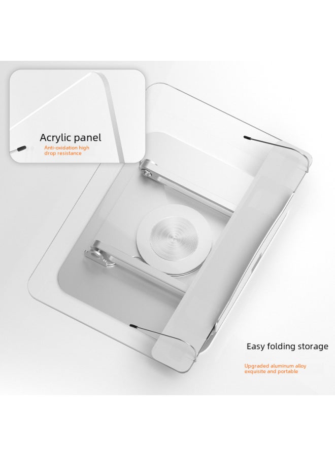 360 Degree Rotating Reading Stand Notebook Stand Foldable Rotating Notebook Reading Universal Desktop Stand-Color:Silver (acrylic Panel + Aluminum Alloy Rotating Base)  - Image 3